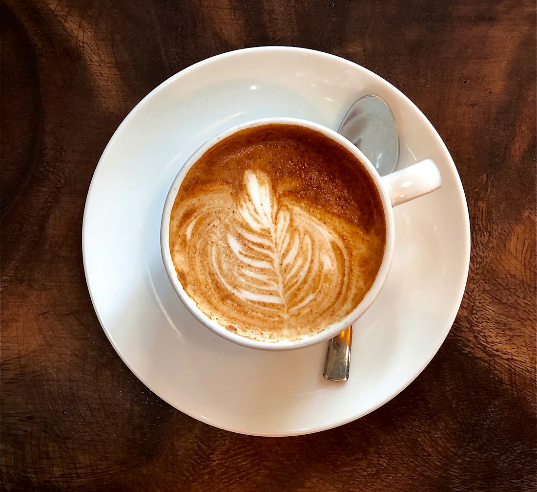 Cappuccino with rosetta latte art