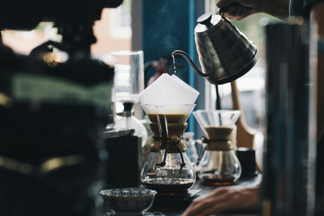 Pour-over brewing with a gooseneck kettle